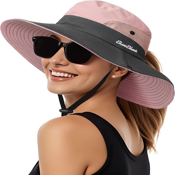 TELOLY Sun Hat-Sun Hats for Women with Ponytail Hole,Foldable Wide Brim Cooling Mesh Beach Fishing Hat for Outdoor