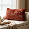 thumbnail image 2 of Rustic Wildflower Embroidered Lumbar Pillow Cover, Fuzzy Yarn Vintage Floral Rectangular Cushion Case for Sofa Bed Bench Chair and Farmhouse Home Decor, 2 of 6