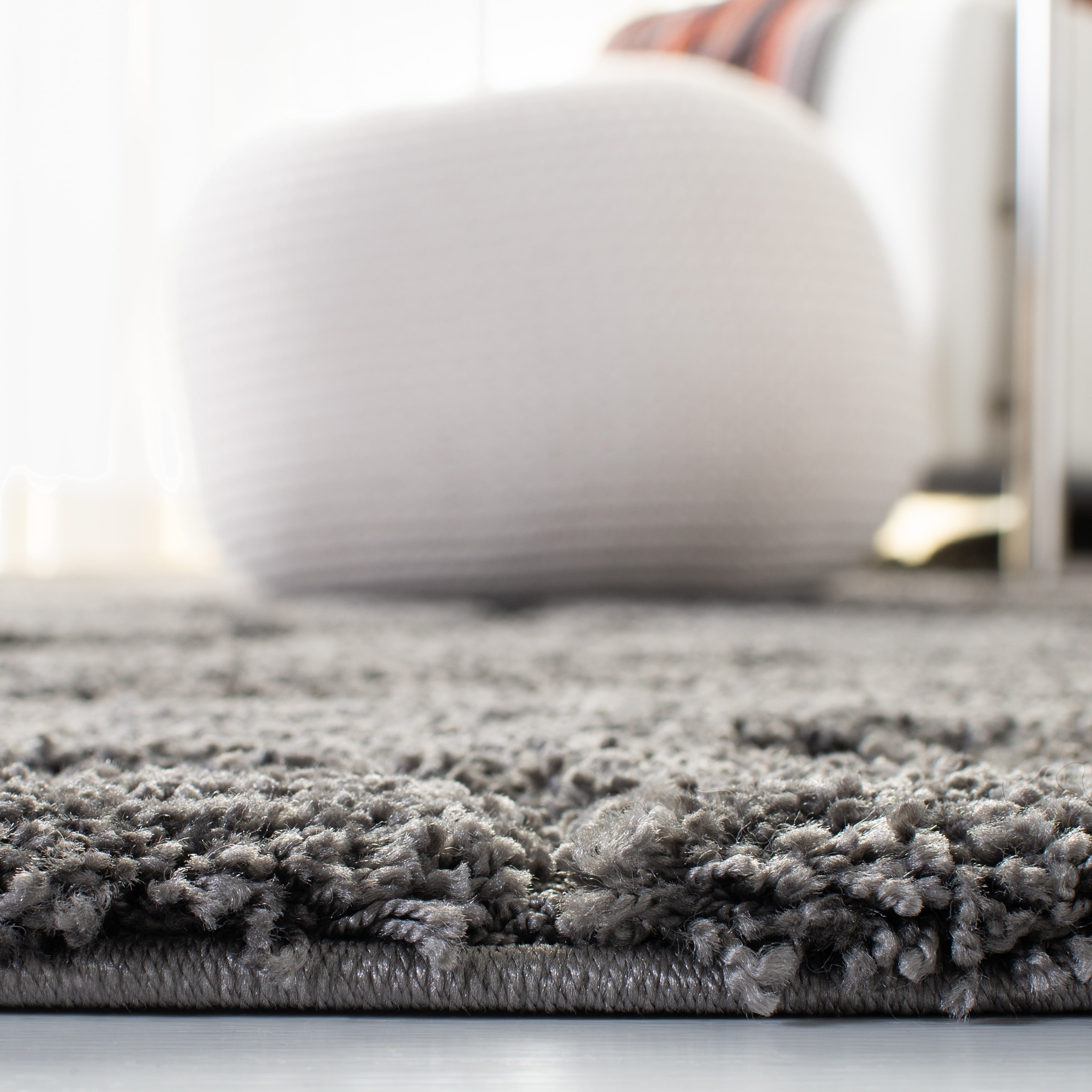 SAFAVIEH Florida Doug Floral Vines Geometric Shag Runner Rug, Grey, 2'3" x 17' - Transitional Modern Design, Grey, Non-Shedding & Easy Cleaning, Ultra Plush Thick Pile, Ideal for Living Room, Bedroom
