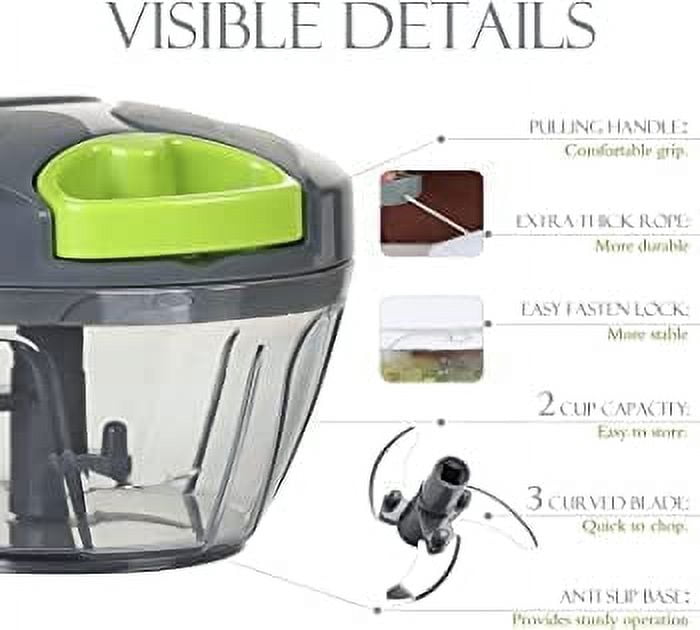 Vegetables Chopper Manual Food Processor , Ourokhome Portable Pullover String Garlic Mincer