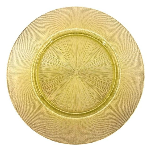 Red Pomegranate Collection 4694-0 13 in. Ritz Glitter Charger Plates, Gold - Set of 4