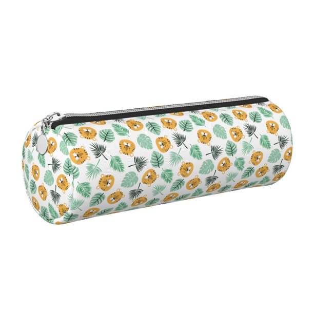 Disketp Tiger Leaves Estuche Organizador de Lápices de Cuero, Estuche de Oficina con Cremallera para Bolígrafo y Lápiz