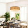 thumbnail image 5 of SineRise 18'' Rattan Farmhouse Chandelier, 3-Light Dimmable Pendant Lights, 5 of 7