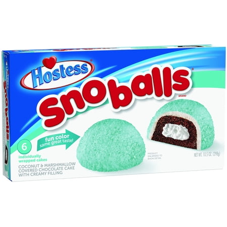 Pack of 2 - Hostess Snoballs, 6 Count (Color May Vary By Season), 10.5 Ounce Packaging May Vary