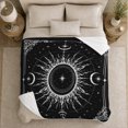 thumbnail image 5 of Black white radiant sun moons Flannel Blanket for bedroom study living room reading nook Home Decor mystic celestial star ornate corner art Gift for astrology lovers, 5 of 9