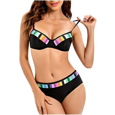New Release  Women s Bikini Solid Color Gathering Split Swimsuit  Two-piece Set  Fashionable Fit  Beach Pool  Quick Dry  Comfortable Elastic Waist  Stylish Design  Bathing Suits One Piece | Black XL