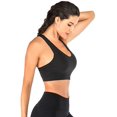 thumbnail image 3 of Women's Workout Sports Bras Medium Impact Criss Cross Strappy Back Support Gym Crop Top, 3 of 6