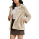 thumbnail image 4 of Abrigo de piel sintética para mujer con solapa, abrigo cálido con bolsillos, chaquetas esponjosas de invierno M color caqui, 4 of 6