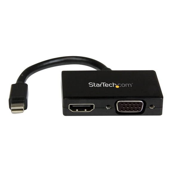 StarTech 2-in-1 Mini DisplayPort to HDMI or VGA Travel A/V Adapter Converter, Black