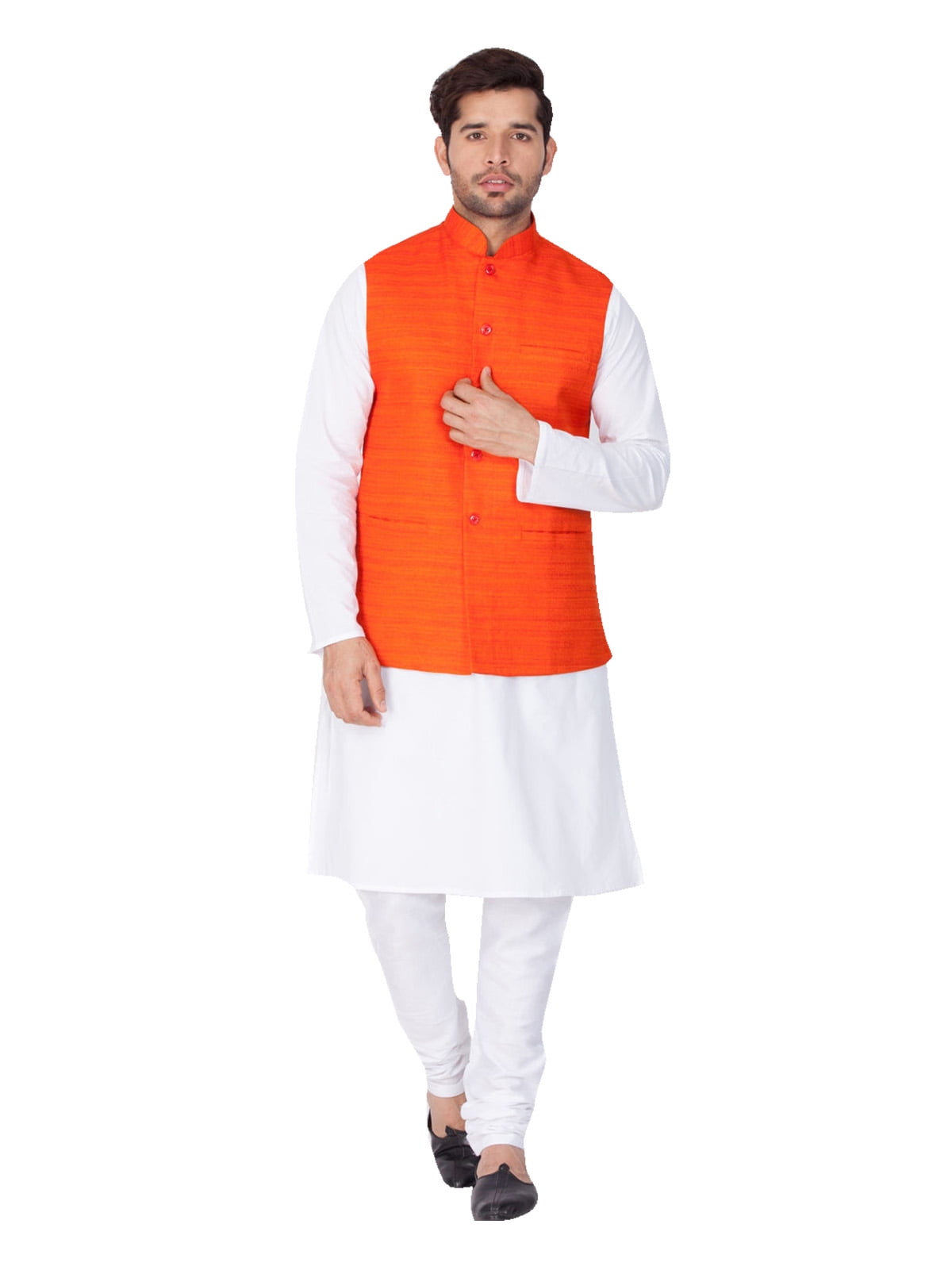 ELINA FASHION Men's Indian Cotton Kurta Pajama And Nehru Jacket