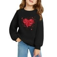 thumbnail image 4 of Spazoro Kids Girls Sweatshirts, Heart Print Valentine's Day Long Sleeve Crew Neck Casual Blouses Tops for Child Girls Black Size 4 T, 4 of 4