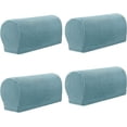 thumbnail image 1 of Nvzi 4 Pcs Plaid Stretch Armrest Covers Solid Color Non-Slip Arm Covers for Chairs Couch Sofa Armchair Slipcovers for Recliner Sofa with Twist Pins, Blue B, 1 of 4
