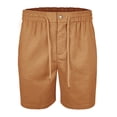 thumbnail image 5 of Mens Linen Shorts Casual Elastic Waist Drawstring 7 inch Inseam Shorts Stretch Summer Beach Wear Lightweight Khaki L, 5 of 5
