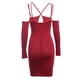 thumbnail image 3 of VISgogo Vestido ajustado de manga larga para mujer, correa de espagueti ahuecada Color sólido Cremallera trasera Fiesta de noche Club Boda de una sola pieza VISgogo moda, 3 of 8