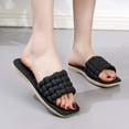 thumbnail image 2 of Summer Slippers, Women Sandals Braided Texture Open Toe Summer Flat Antislip Sliders Slippers for Beach, 2 of 4