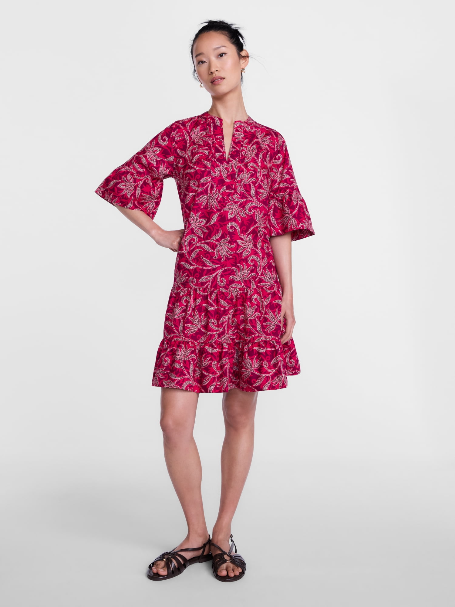Scenario Women's and Women's Plus V Neck Mini Dress with Flutter Sleeves, Sizes XS-4X