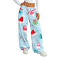 thumbnail image 2 of Hearthz Christmas Pajama Pants Women High Waist Wide Leg Pj Bottoms Pants Fall Winter Soft Lounge Pants Women Xmas Sleeping Pants Women, 2 of 5