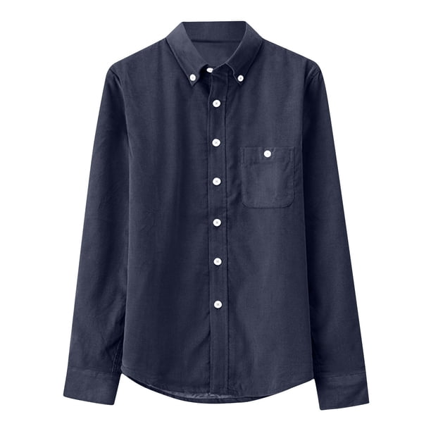 pstuiky camisa de manga larga para hombre, Camisa informal de manga larga con solapa y botones en color liso para hombre, estilo ejecutivo. camisetas de hombre s
