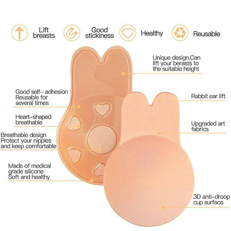 Women Cute Rabbit Ear Invisible Bra Lifting Chest Stickers