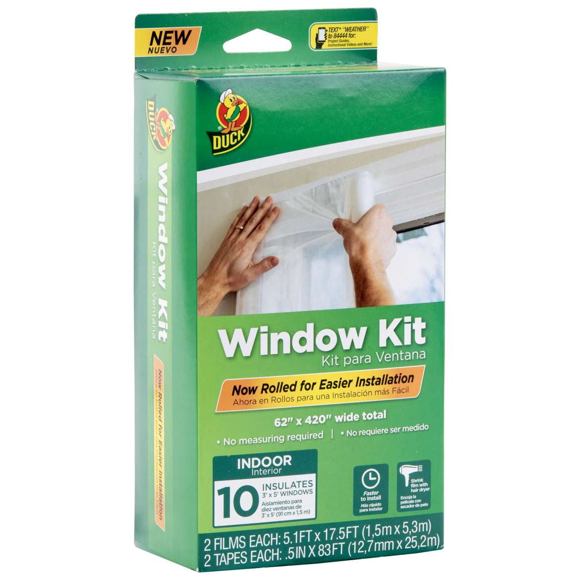 DUCK 10 Pack Plastic Shrink Film Window Kit 62x420 Heat Insulation Draft Wrap 