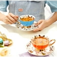 thumbnail image 3 of Bone China Coffee Cup and Saucer, Colorful Porcelain Butterfly Ceramic Tea Cup Drinkware Gift, 3 of 5