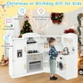 thumbnail image 5 of Costway Corner Play Kitchen Toddler Kitchen Playset with Range Hood, Ice Maker, Microwave White, 5 of 8
