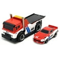 thumbnail image 2 of JDM Flatbed Truck #46 Red & White w/Blue & 1972 Datsun 240Z #46 Red and White w/Blue 1/64 Die Cast Models by Muscle Machines, 2 of 3