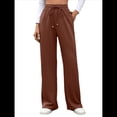 thumbnail image 1 of Pantalones Deportivos Casuales para Mujer, de Pierna , Holgados, con Cordón Ajustable, Cintura Alta, Elásticos y Bolsillos. Naranja Rojo L, 1 of 10