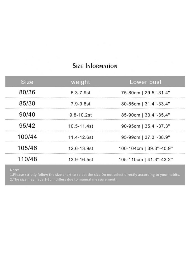 bra size chart age