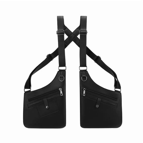 Motorcycle Vest Pack Waterproof PU Vest Chest Bag For Men Women Hiking Camping