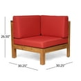 thumbnail image 3 of Elisha Outdoor 5 Piece Acacia Wood Sectional Sofa Set with Cushions, Teak, Red, 3 of 8