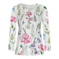 thumbnail image 3 of IROINNID On Sale Tunic Tops for Women Womens Oversized Shirt Comfortable Summer Sexy Fold Printed Regular Long Sleeves Round Neck Button Top,Pink, 3 of 4