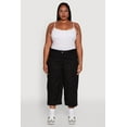 thumbnail image 2 of Womens Plus Size Poplin High Waisted Cargo Capris, 2 of 5