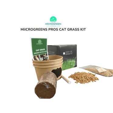 MICROGREEN PROS Easy Cat Grass Kit (3-Pack) – Grow Healthy, Nutritious Grass for Your Pets at Home.