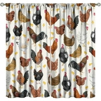 Rustic Chicken Blackout Curtains Rural Cottage Pastoral Style Vintage Farm Art Printed Window Drapes for Bedroom Kitchen Decor Fabric 2 Panel W42xL84in