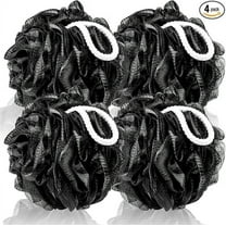 Shower Puff 4 Pack Black Bath Sponge Shower Loofahs Pouf Ball Nature Bamboo Charcoal Mesh Bulk Puffs Large, Shower Essential Skin Care by DEKEones