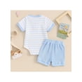 thumbnail image 2 of Baby 2 Piece Outfits Summer Striped Short Sleeve Romper and Elastic Shorts Set for Toddler Newborn Girl Boy, 2 of 11