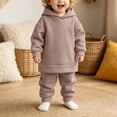 thumbnail image 6 of OJSFQUFP Thickened and Winter Sports Suit for Boys and Girls Casual Pullover Hoodie Long Pants Two Piece Set, 6 of 8