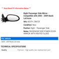 thumbnail image 2 of Right Passenger Side Mirror - Compatible with 2005 - 2009 Buick LaCrosse 2006 2007 2008, 2 of 2