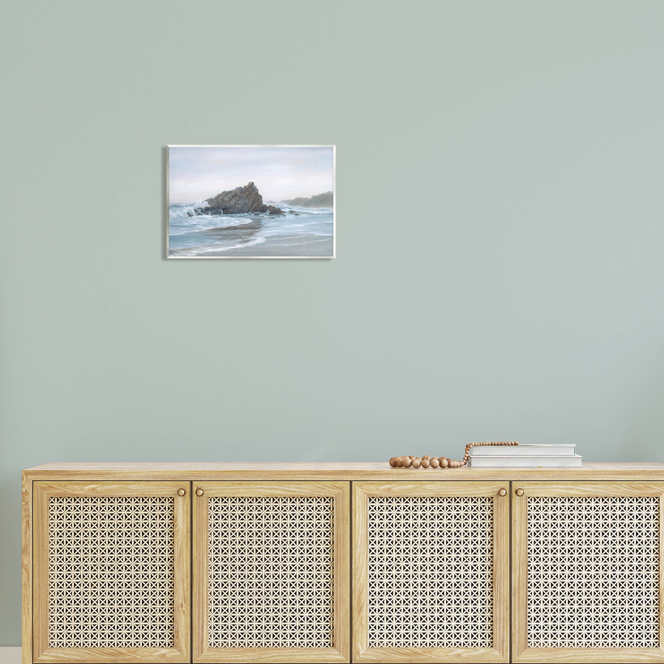 Crashing Waves Rocky Beach Coastal Painting Unframed Art Print Wall Art