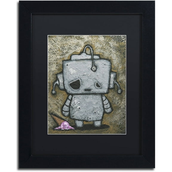 Trademark Fine Art 'Weebot-Icecream' Canvas Art by Craig Snodgrass, Black Matte, Black Frame
