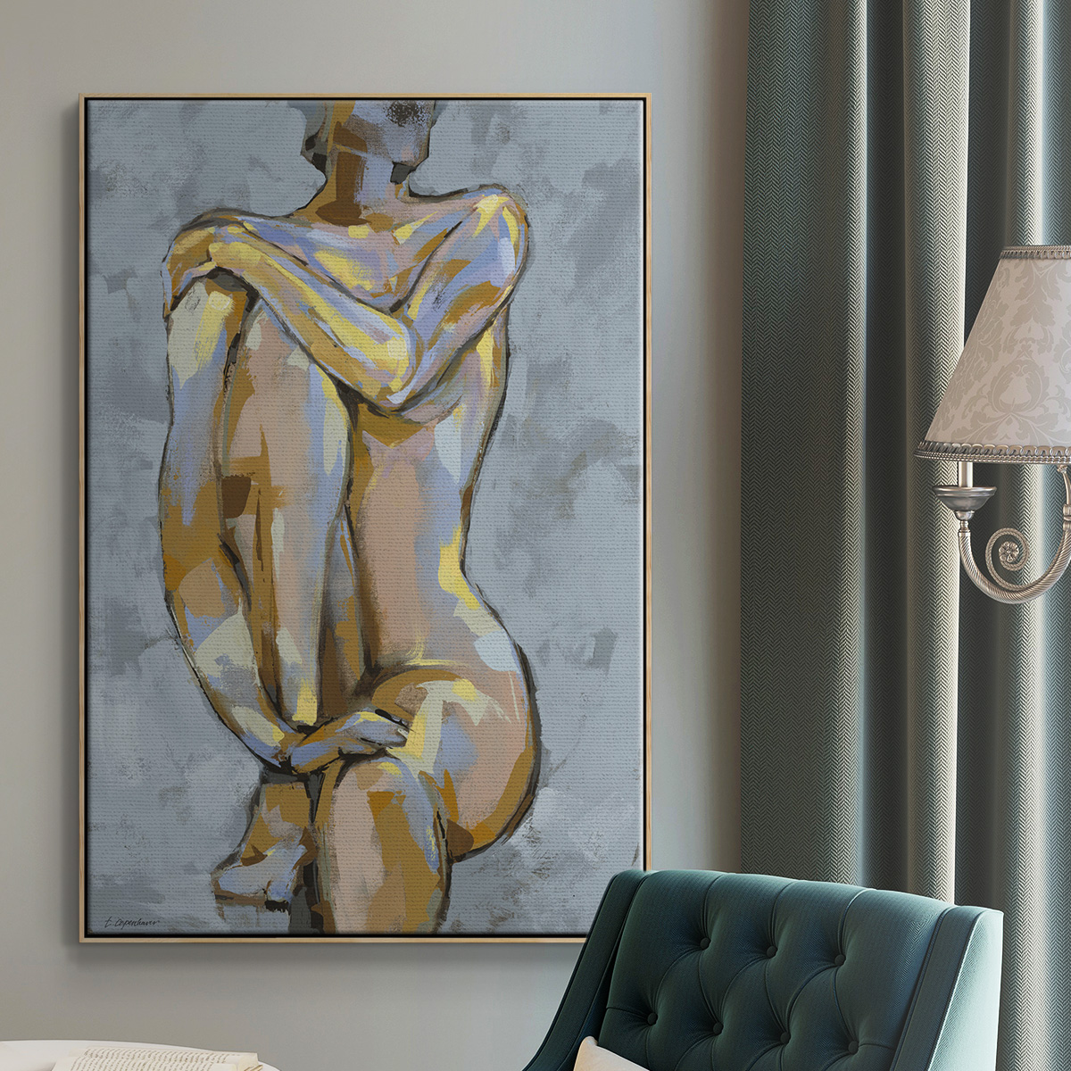 Grey Maiden I Framed Premium Gallery Wrapped Canvas - Ready to Hang - 25 x 37 - Natural Wood Floating Frame