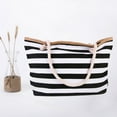 thumbnail image 4 of Coofit Beach Tote Bag Fashion Striped Multi-purpose Canvas Shoulder Bag Tote Handbag, 4 of 9