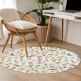 thumbnail image 4 of Spring Floral Round Area Rug 3.3Ft Washable Circle Rugs for Dining Room Table, Elegant Pastoral Flowers Dragonfly Retro Non-Slip Carpet Floor Mats Indoor Outdoor Carpet Runner Aesthetic Home Decor, 4 of 8