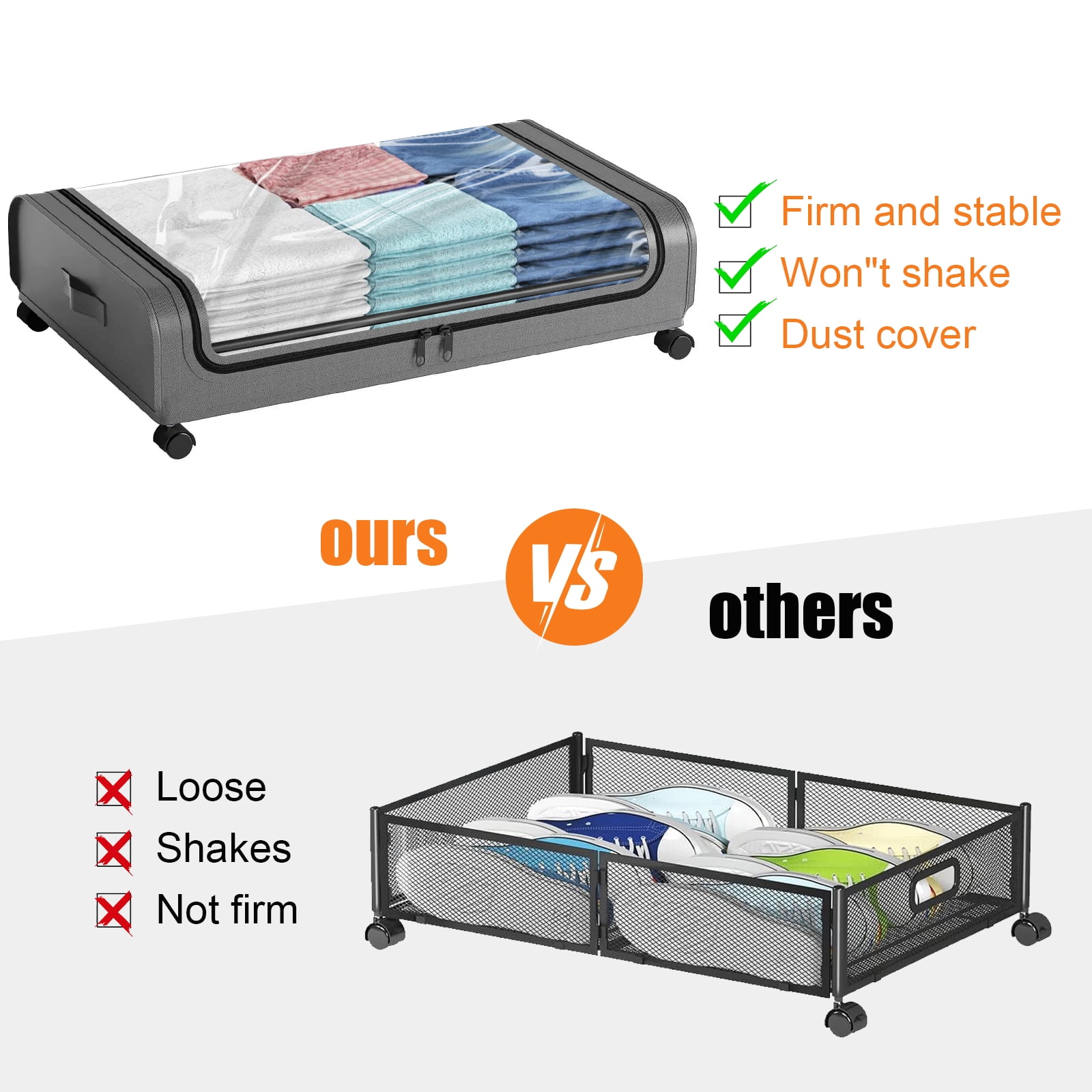 Under Bed Storage Containers ,2PACK Under Bed Storage with Wheels,Large Bedroom Storage Bins with Lids Closet Organizer for Clothes Blankets Shoes Bedding Toys