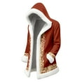 thumbnail image 4 of Unisex Red Leather Stylish Long Coat Christmas Santa Claus Shearling Hooded Trench Coat, 4 of 4