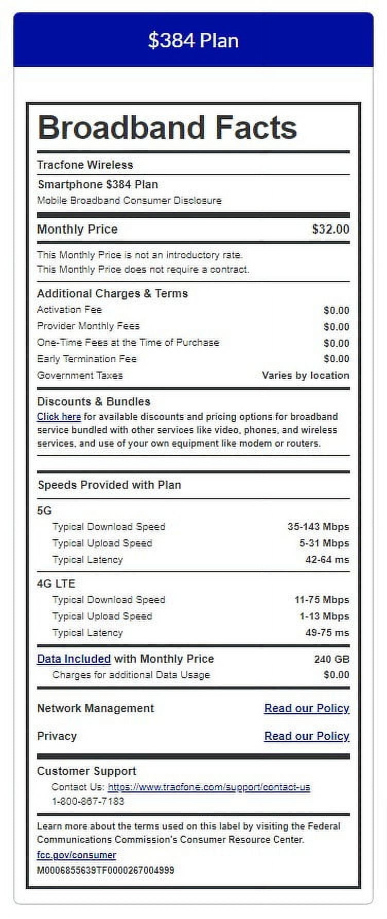 Tracfone $384 Unlimited Talk & Text plus 240 GB of Data 365-Day - Prepaid Plan e-PIN Top Up (Email Delivery)