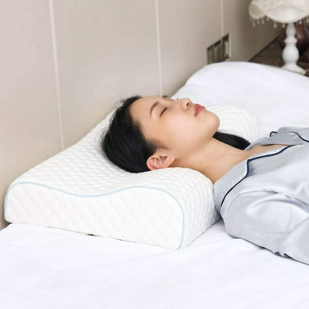 Ergonomic Contour Memory Foam Pillow Neck Support Pillow with Washable  Pillowcase