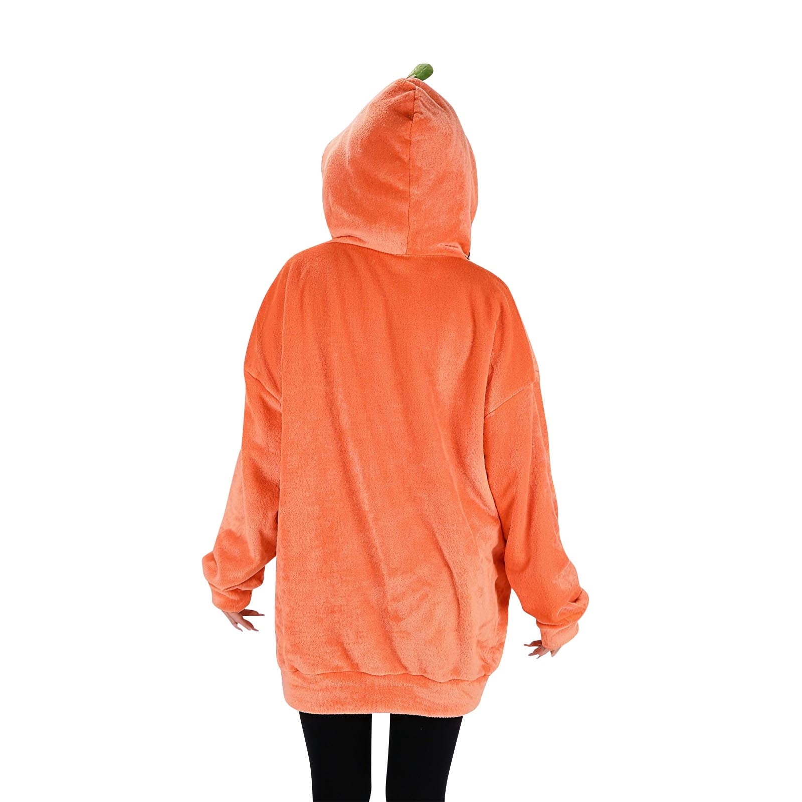 Womens Plush Blanket Hoodie 2-in-1 Oversized Hoodies Pillow Long Sleeve Sweatshirt Mens Adult Halloween Holiday Gift Orange, M