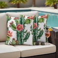 thumbnail image 5 of Outdoor Pillow Covers Tropical Green Cactus Red Flower Waterproof Pillow Cases 16x16 Set of 2, Summer Succulent Throw Pillow Cover Pillowcase for Patio Balcony Couch Garden, 5 of 9